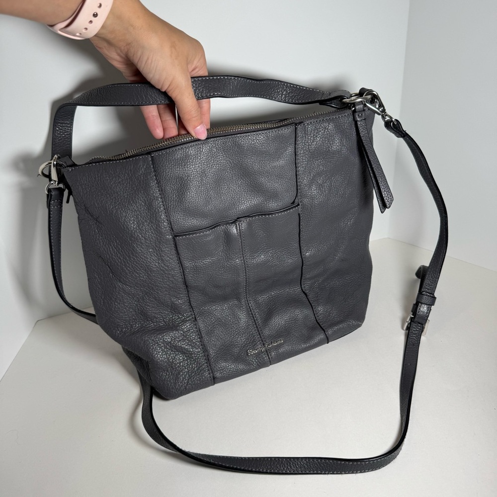 Tommy Bahama Grey Leather Purse Crossbody Shoulder Bag